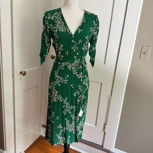 Faithfull the Brand Green Midi Wrap Sundress